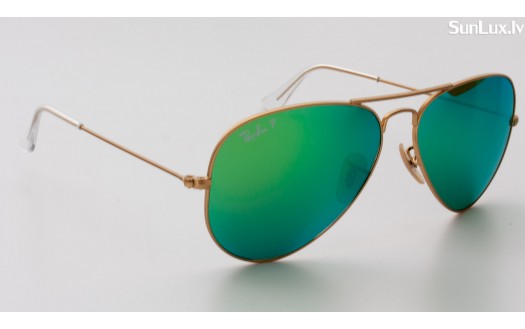 Ray-Ban Aviator Green Flash Lenses Polarised (RB3025 112/P9 58mm) saules brilles